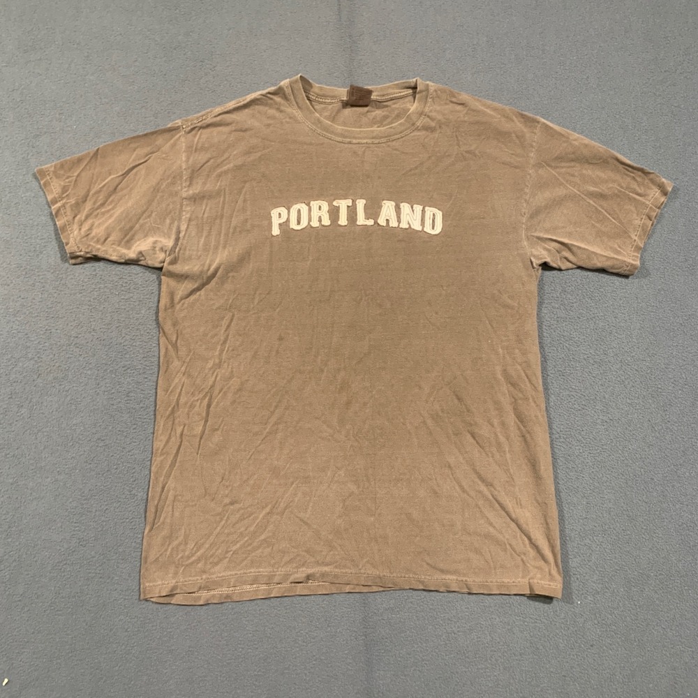 Authentic Pigment Portland T Shirt Mens Large Brown Garment Dyed PNW Souvenir